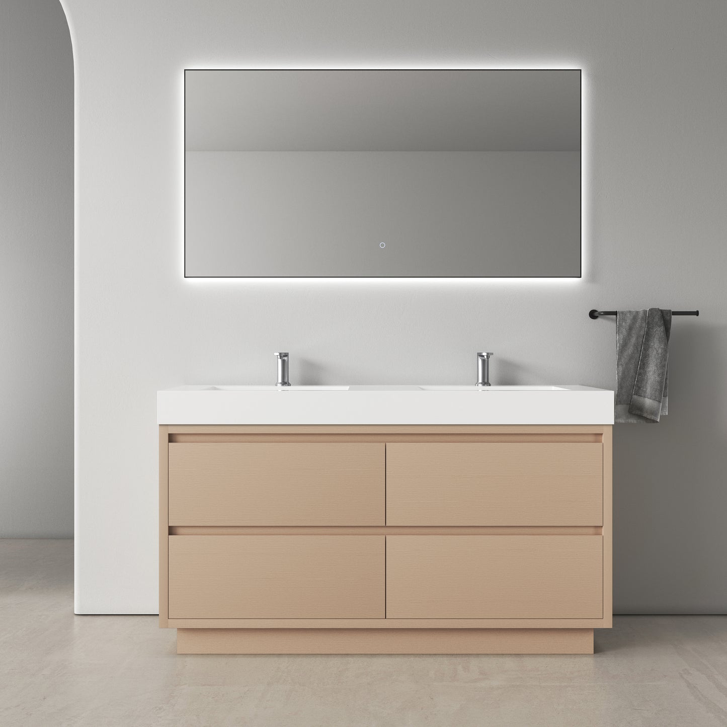 Medunjess 59" Freestanding PVC Bathroom Vanity with Double Sink
