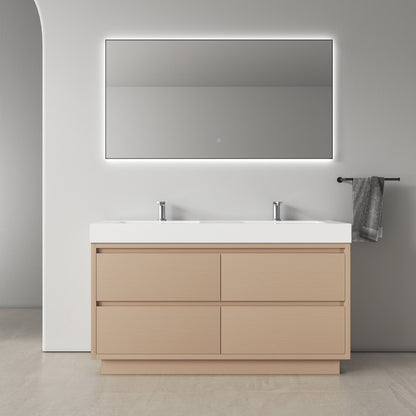 Medunjess 59" Freestanding PVC Bathroom Vanity with Double Sink