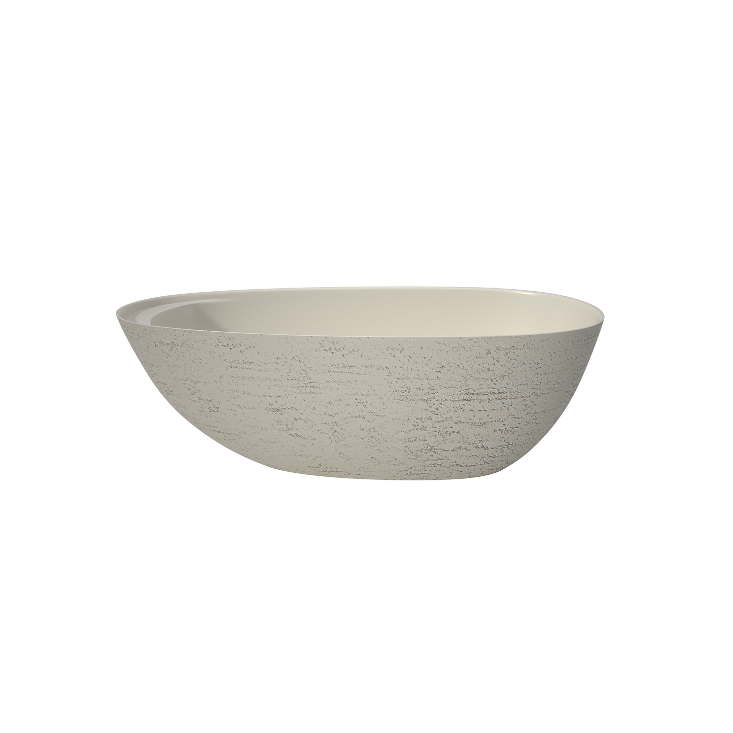 Medunjess 67" Travertine Stone Solid Surface Freestanding Bathtub Stone-Texture Soaking Tub