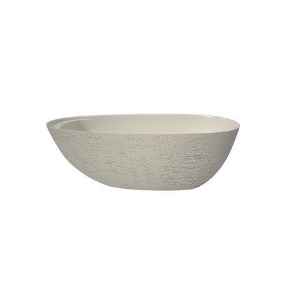 Medunjess 67" Travertine Stone Solid Surface Freestanding Bathtub Stone-Texture Soaking Tub