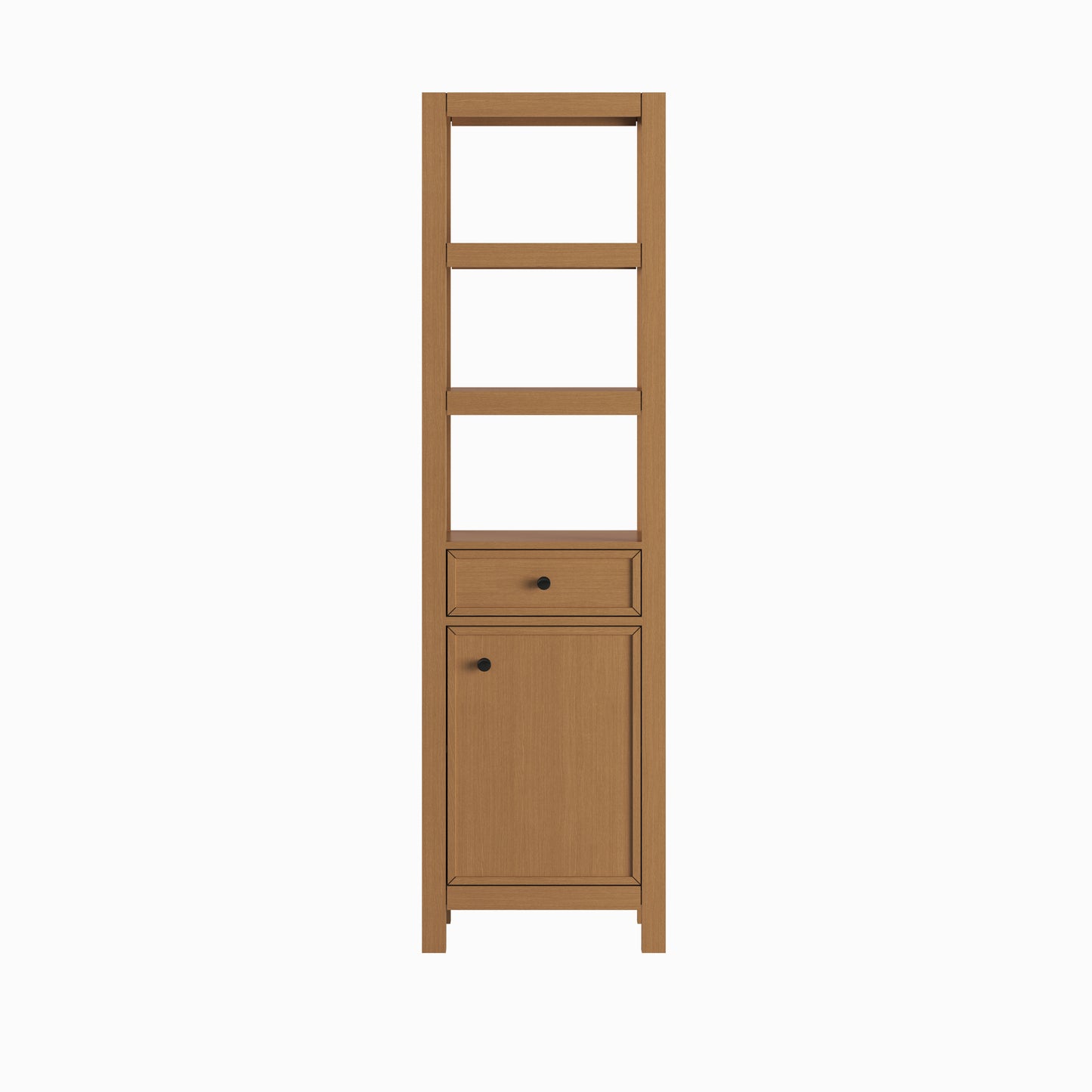 Medunjess 71" Modern Freestanding Bathroom Tall Linen Cabinet,Straight Grain White Oak Finish with Brushed Gold & Matte Black Hardware