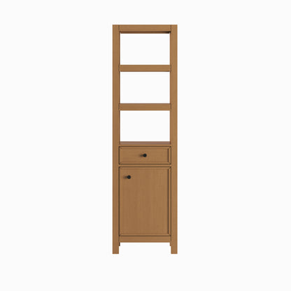 Medunjess 71" Modern Freestanding Bathroom Tall Linen Cabinet,Straight Grain White Oak Finish with Brushed Gold & Matte Black Hardware