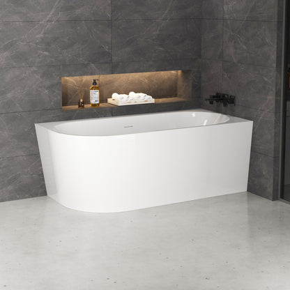 Medunjess 59'' Corner Back-to-Wall Acrylic Freestanding Soaking Bathtub
