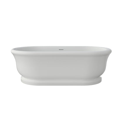 Medunjess 67" Freestanding Solid Surface Stone Composite Soaking Bathtub - Matte White