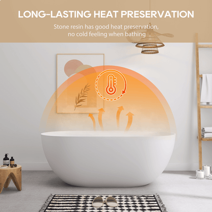 Medunjess 39"Freestanding Artificial Stone Bathtub with Shelf,Non-slip solid surface