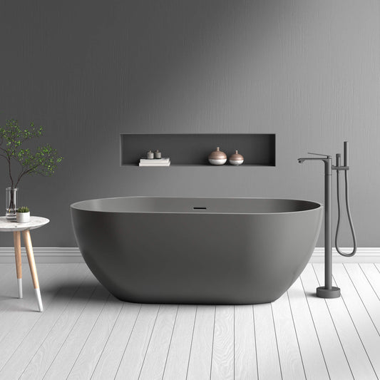 Medunjess 59''Freestanding immersion solid surface bathtubs