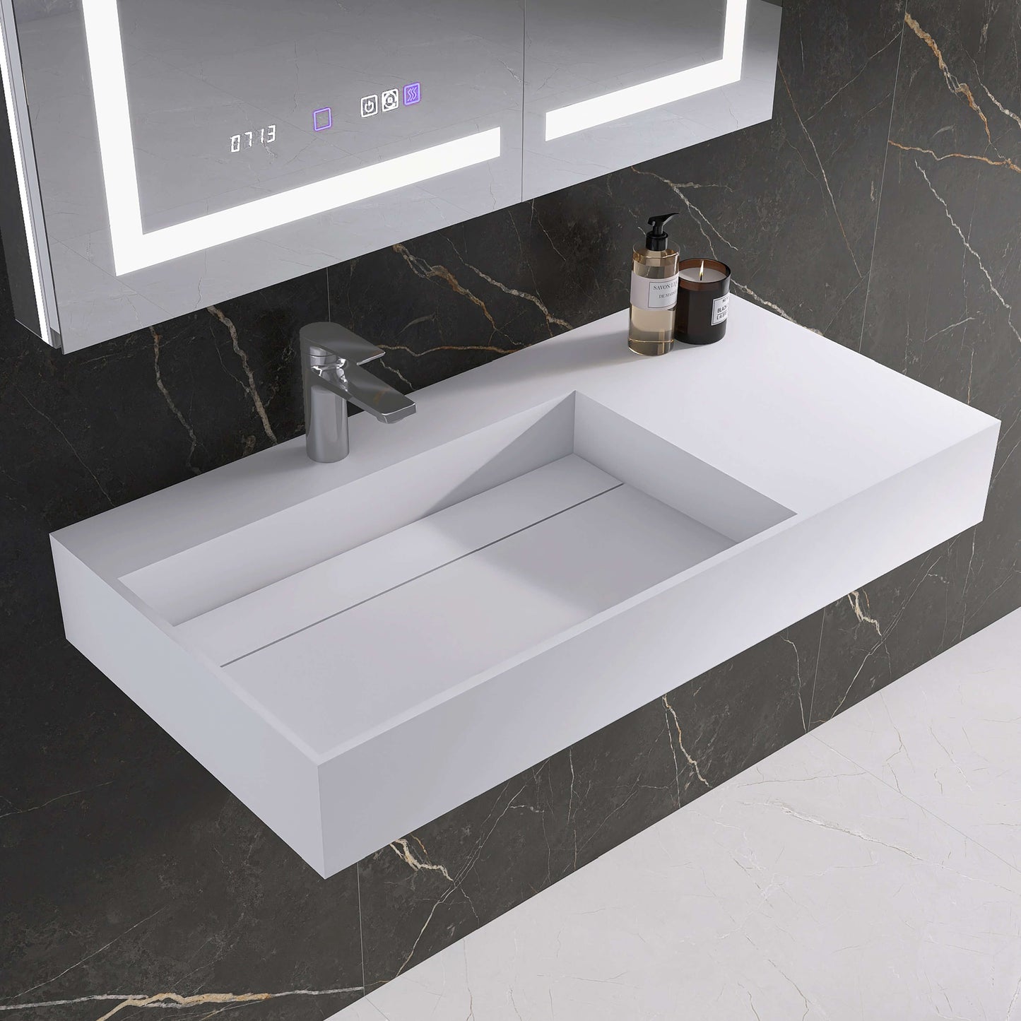 Medunjess 36'' Axion Wall Mounted Bathroom Sink Solid Surface Sink