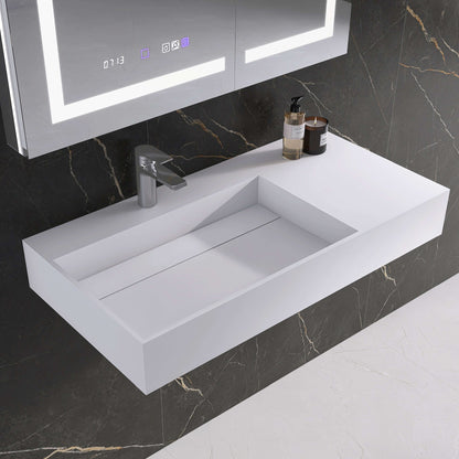 Medunjess 36'' Axion Wall Mounted Bathroom Sink Solid Surface Sink