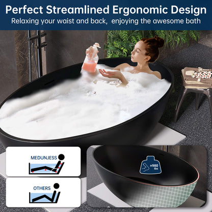 Medunjess 67'' Stone Resin Solid Surface Matte Flatbottom Freestanding Bathtub