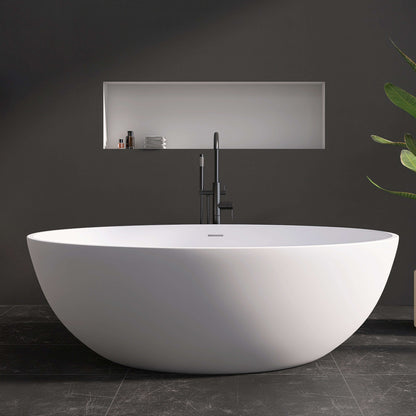 Medunjess 67'' Stone Resin Solid Surface Matte Flatbottom Freestanding Bathtub
