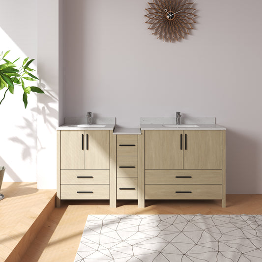 Medunjess 84'' Matrix Bathroom Vanities Sets With White Granite Top