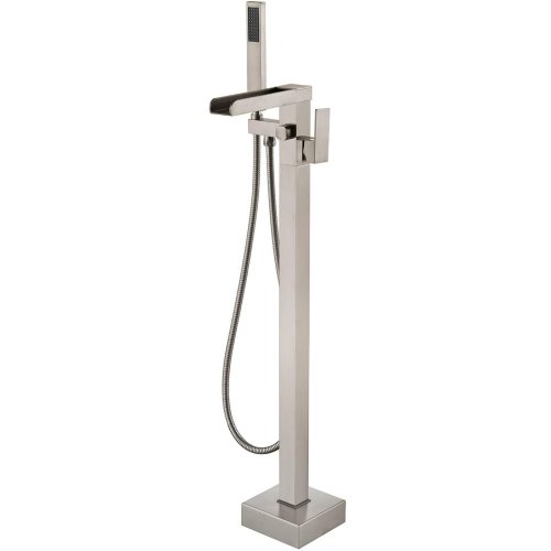 Medunjess Bathroom Freestanding Waterfall Tub filler Floor Mount Faucet with Hand Shower