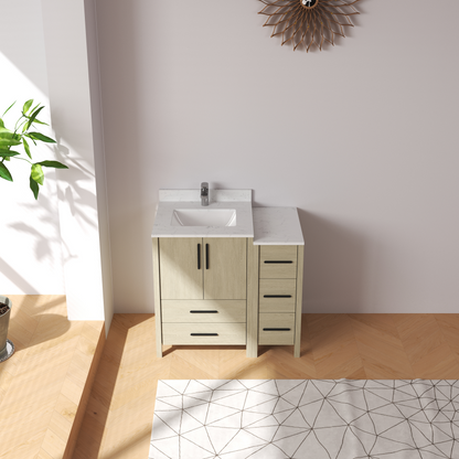 Medunjess 36'' Matrix Bathroom Vanities Sets With White Granite Top