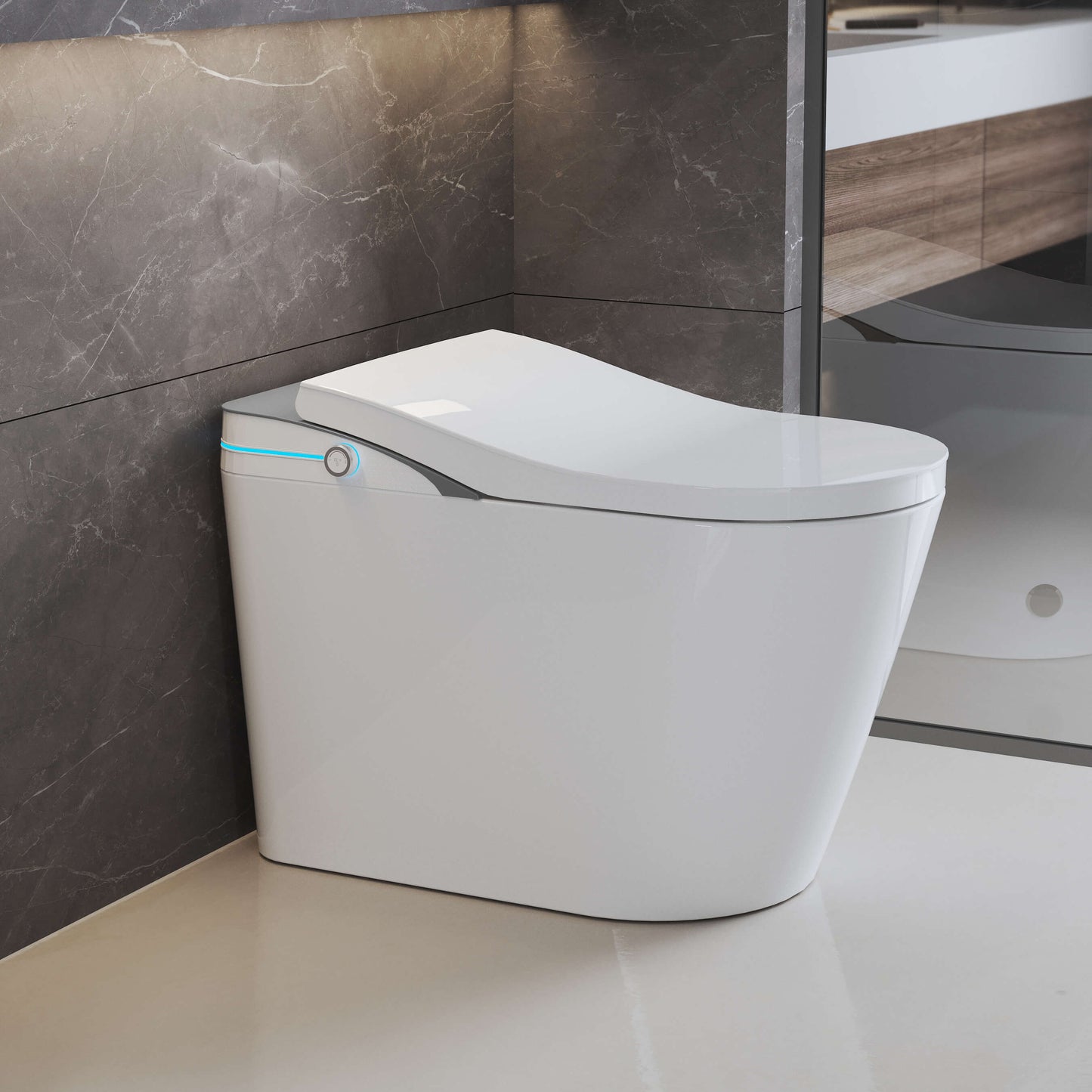 Medunjess AetherLoo Smart Toilet With Auto Lid, Heated Seat, Instant Warm Water, Wireless Remote, Night Light & Multiple Wash Modes TL-K1GD