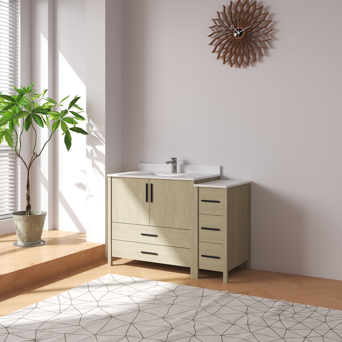 Medunjess 48'' Matrix Bathroom Vanities Sets With White Granite Top