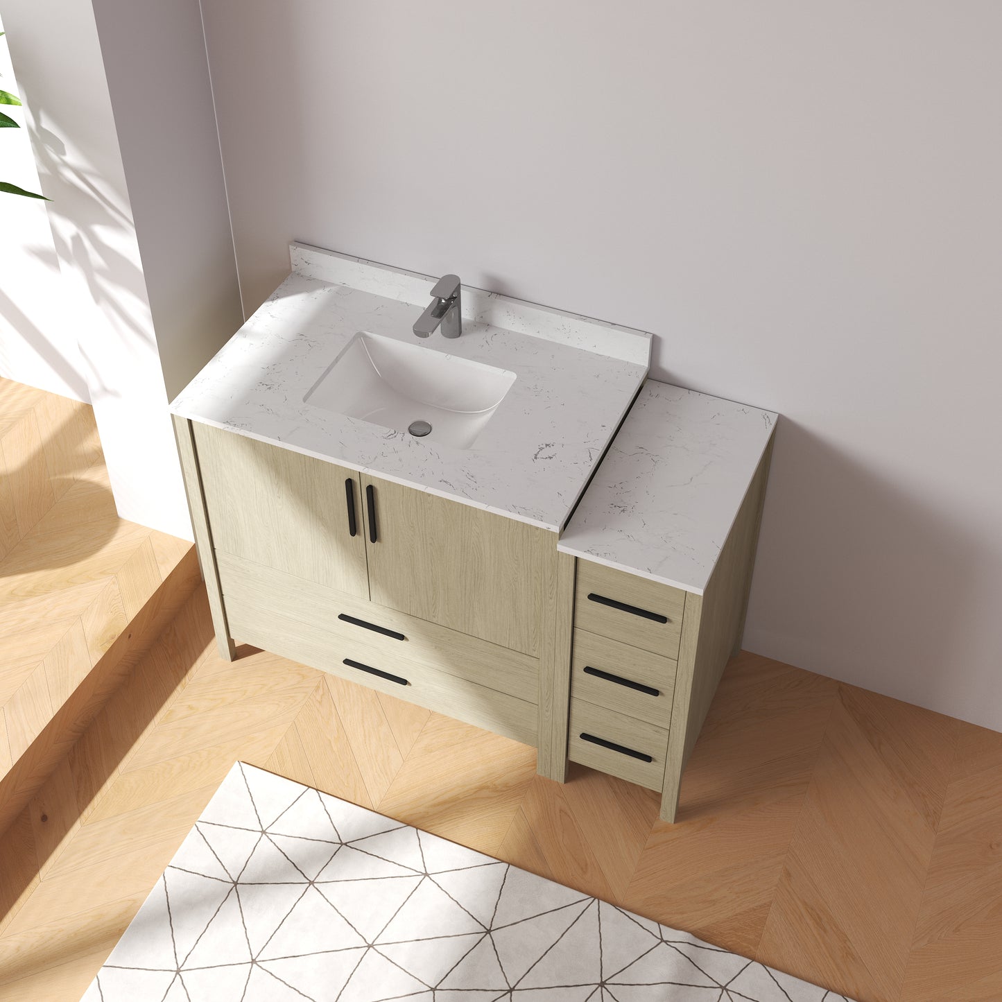 Medunjess 48'' Matrix Bathroom Vanities Sets With White Granite Top