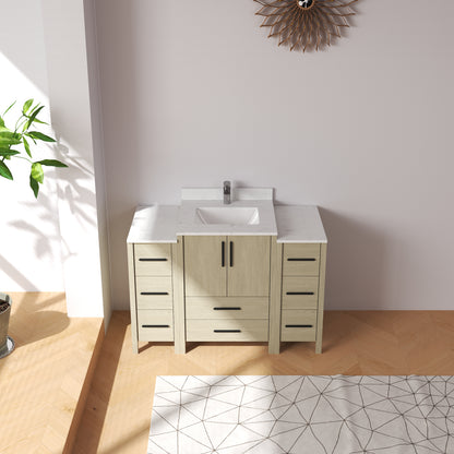 Medunjess 48'' Matrix Bathroom Vanities Sets With White Granite Top