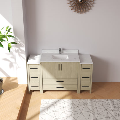 Medunjess 60'' Matrix Bathroom Vanities Sets With White Granite Top
