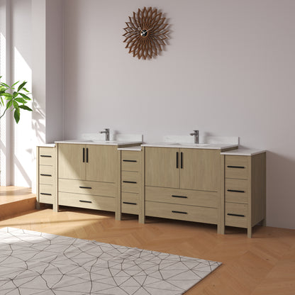 Medunjess 108'' Matrix Bathroom Vanities Sets With White Granite Top