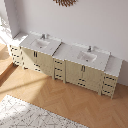 Medunjess 108'' Matrix Bathroom Vanities Sets With White Granite Top