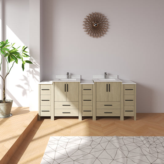 Medunjess 84'' Matrix Bathroom Vanities Sets With White Granite Top