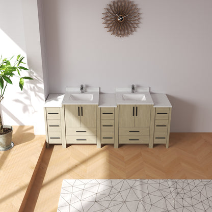 Medunjess 84'' Matrix Bathroom Vanities Sets With White Granite Top