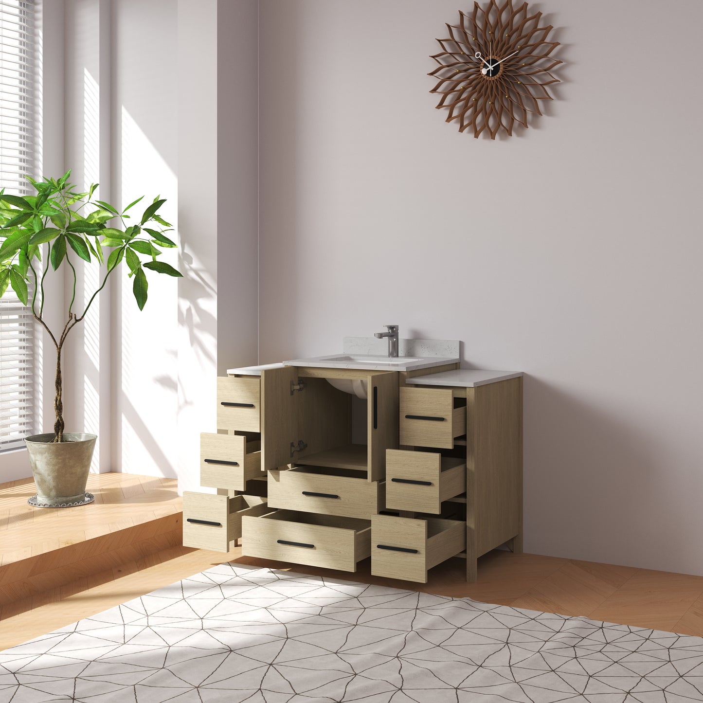 Medunjess 48'' Matrix Bathroom Vanities Sets With White Granite Top
