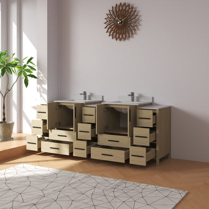 Medunjess 84'' Matrix Bathroom Vanities Sets With White Granite Top
