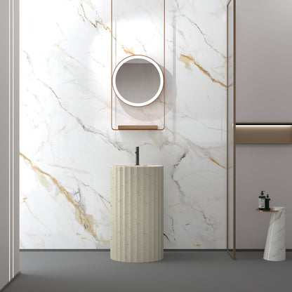 Medunjess 20.2"x35.2" Modern Solid Surface Pedestal Sink Freestanding Basin