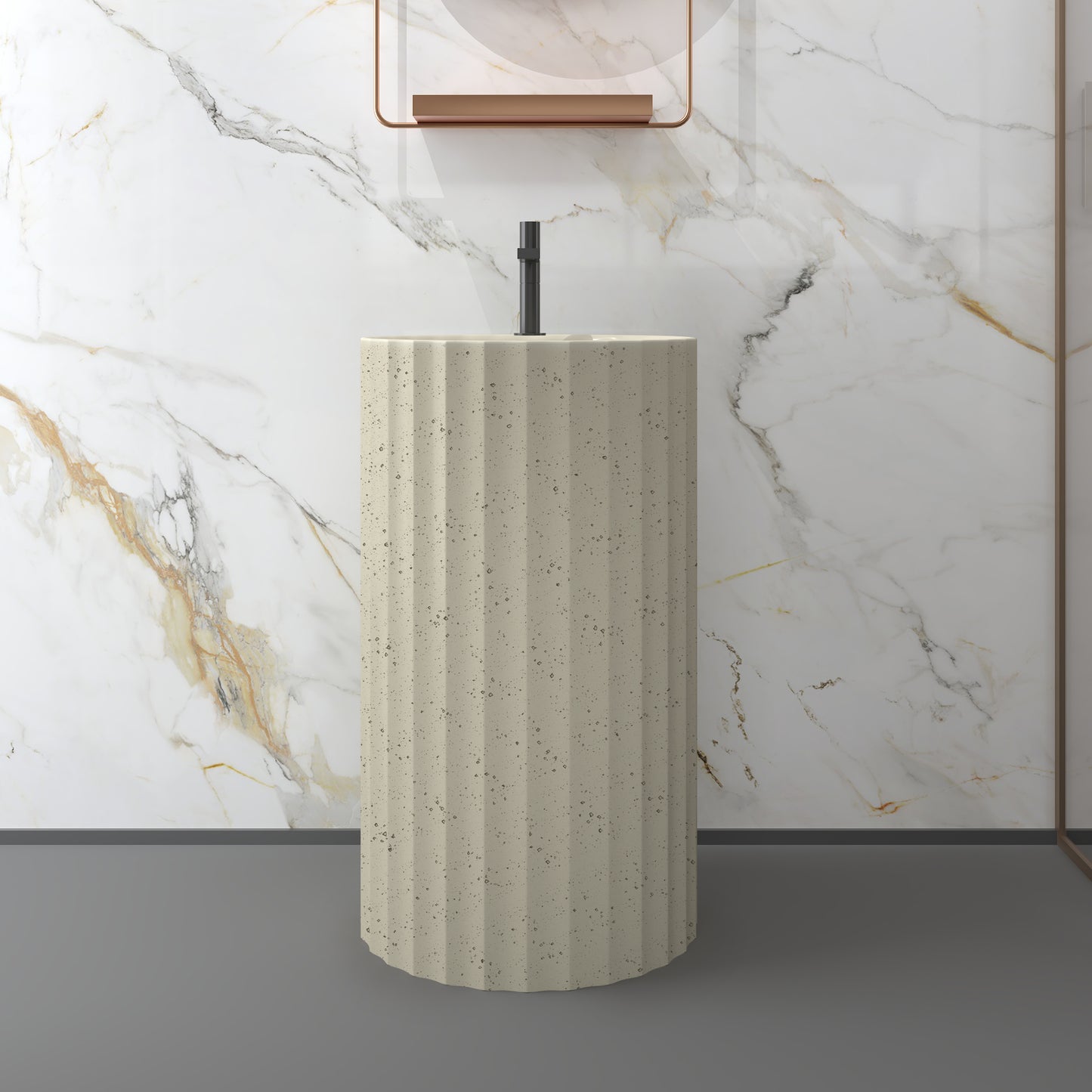 Medunjess 20.2"x35.2" Modern Solid Surface Pedestal Sink Freestanding Basin