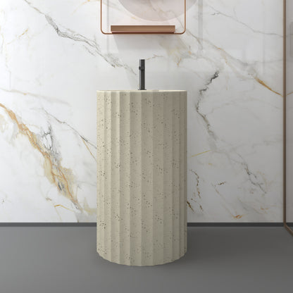 Medunjess 20.2"x35.2" Modern Solid Surface Pedestal Sink Freestanding Basin