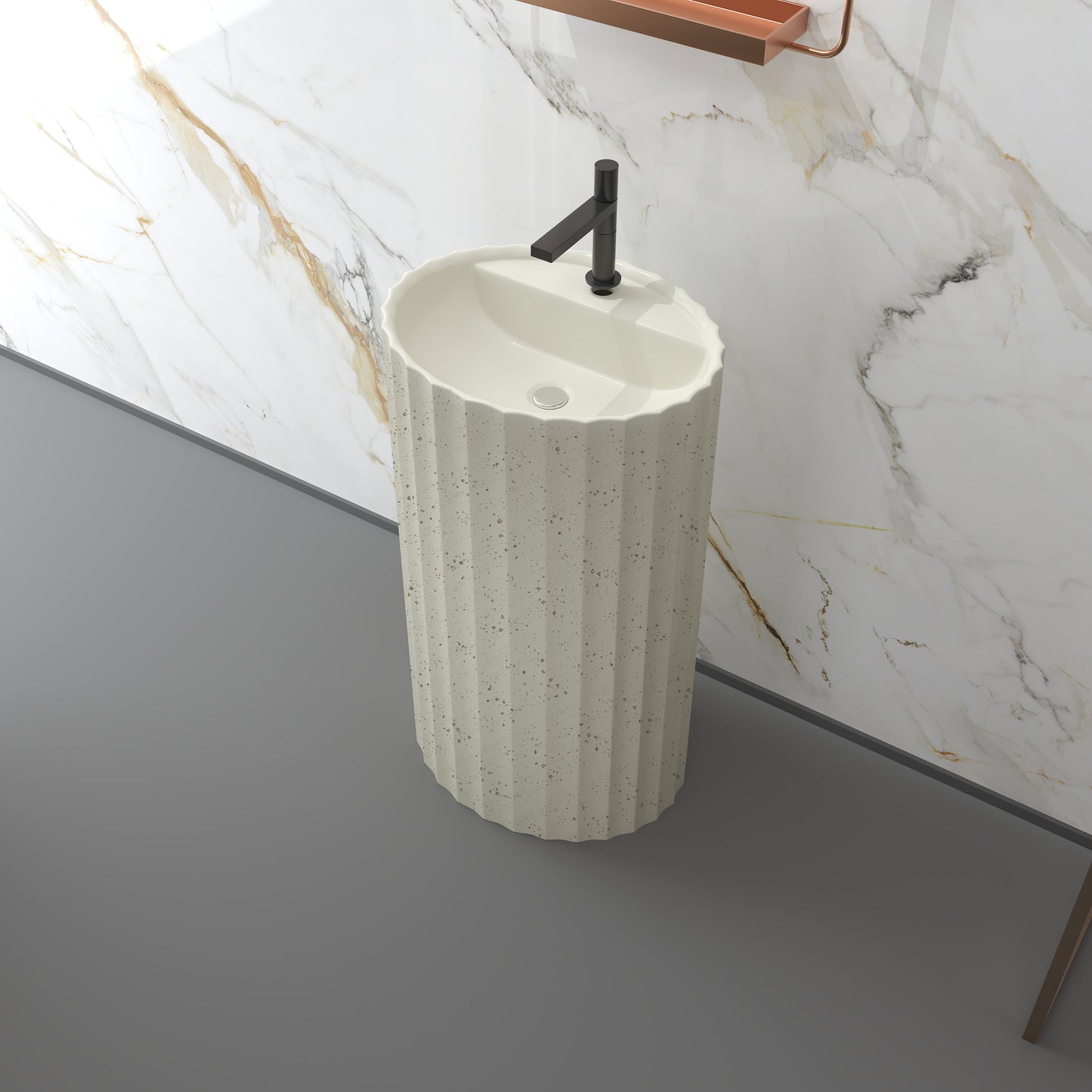 Medunjess 20.2"x35.2" Modern Solid Surface Pedestal Sink Freestanding Basin