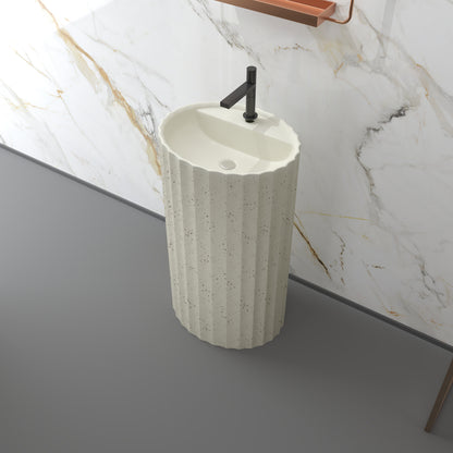 Medunjess 20.2"x35.2" Modern Solid Surface Pedestal Sink Freestanding Basin