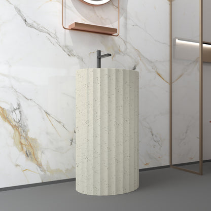 Medunjess 20.2"x35.2" Modern Solid Surface Pedestal Sink Freestanding Basin