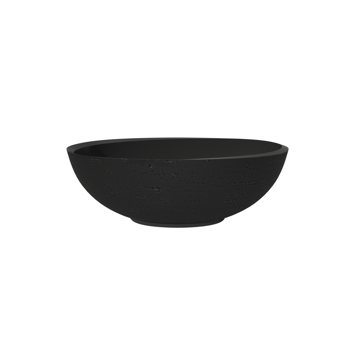 MEDUNJESS 67" Organic Modern Black Travertine Artificial Stone Freestanding Tub