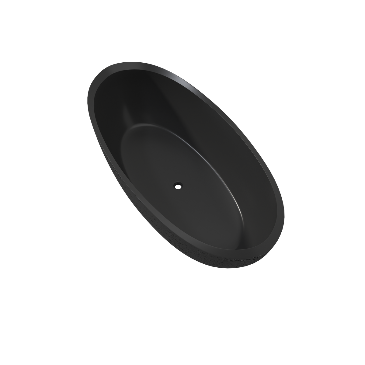 MEDUNJESS 67" Organic Modern Black Travertine Artificial Stone Freestanding Tub