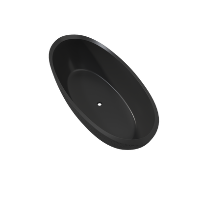 MEDUNJESS 67" Organic Modern Black Travertine Artificial Stone Freestanding Tub