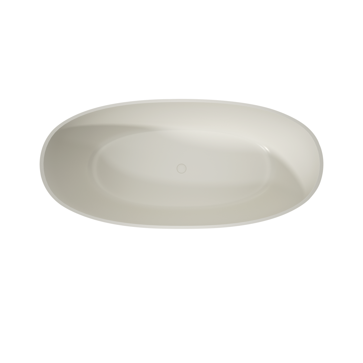 Medunjess 67"  Artificial Travertine Freestanding Bathtub Oval Stone Resin Soaking Tub in Linen