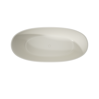 Medunjess 67"  Artificial Travertine Freestanding Bathtub Oval Stone Resin Soaking Tub in Linen