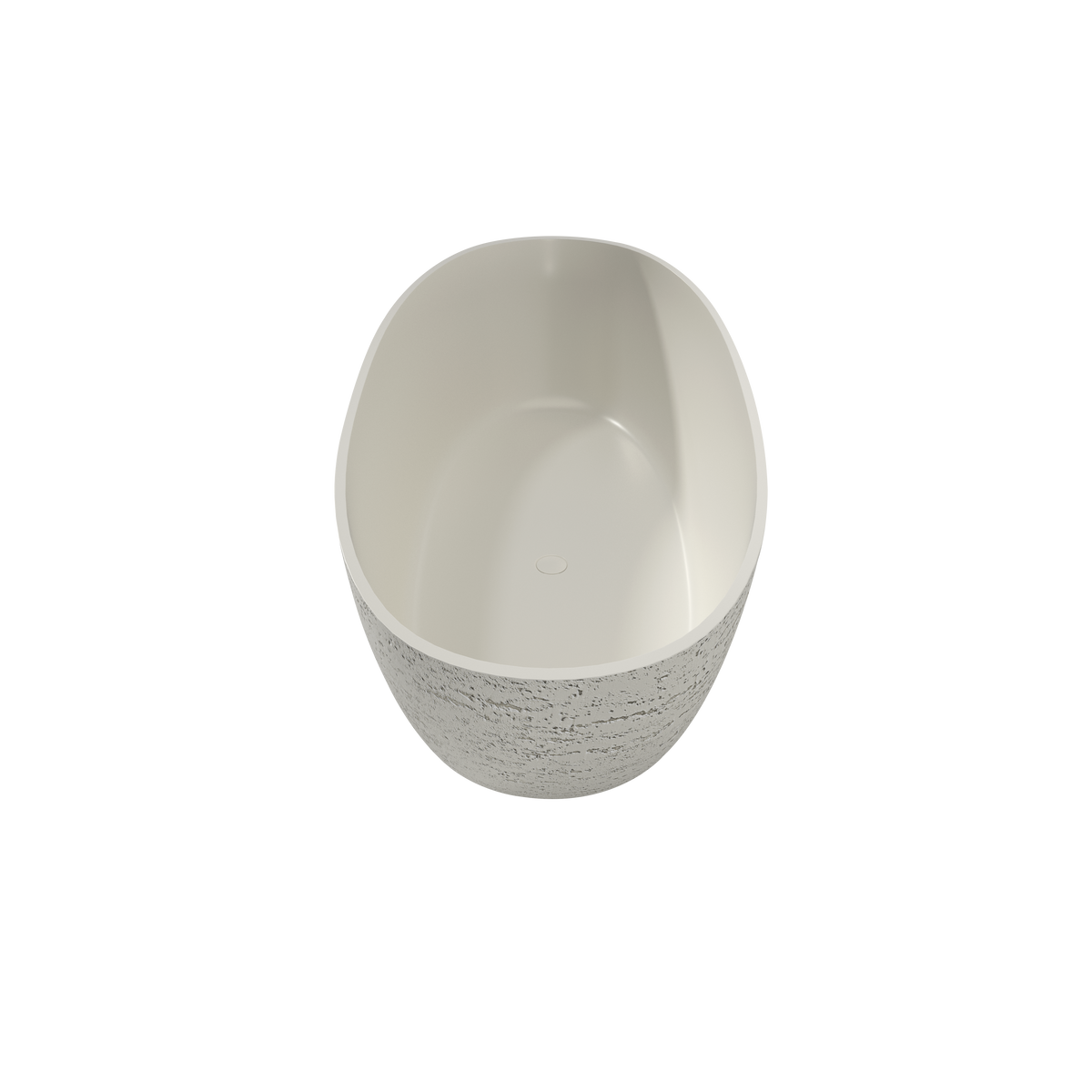 Medunjess 67"  Artificial Travertine Freestanding Bathtub Oval Stone Resin Soaking Tub in Linen