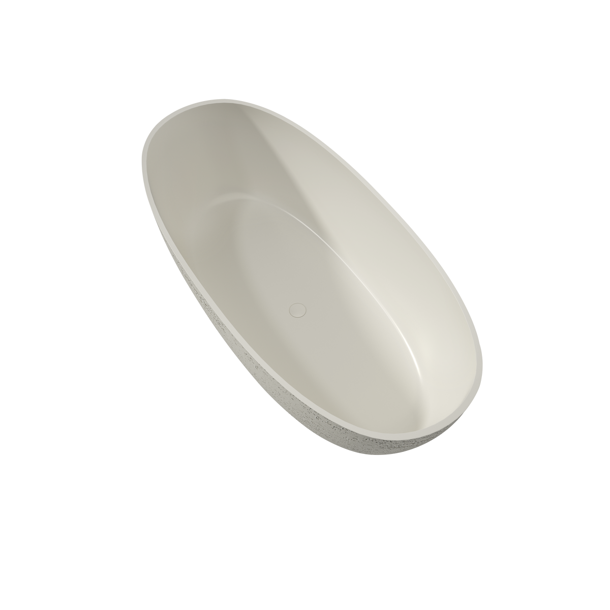 Medunjess 67"  Artificial Travertine Freestanding Bathtub Oval Stone Resin Soaking Tub in Linen