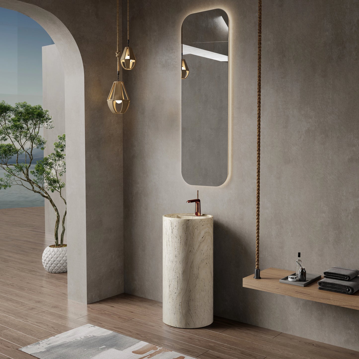 Medunjess 15.7''x33.8'' Column Pedestal Basin