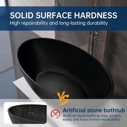 Medunjess 67'' Stone Resin Solid Surface Matte Flatbottom Freestanding Bathtub