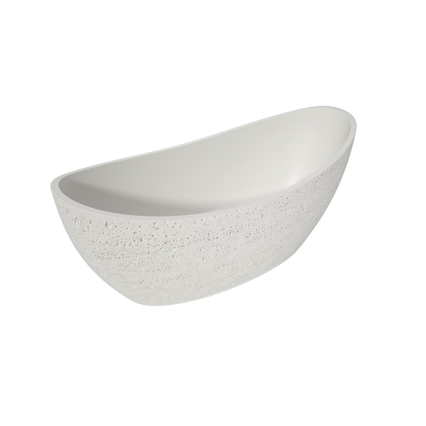 Medunjess 73" Luxury Artificial Stone Travertine Freestanding Bathtub in Linen