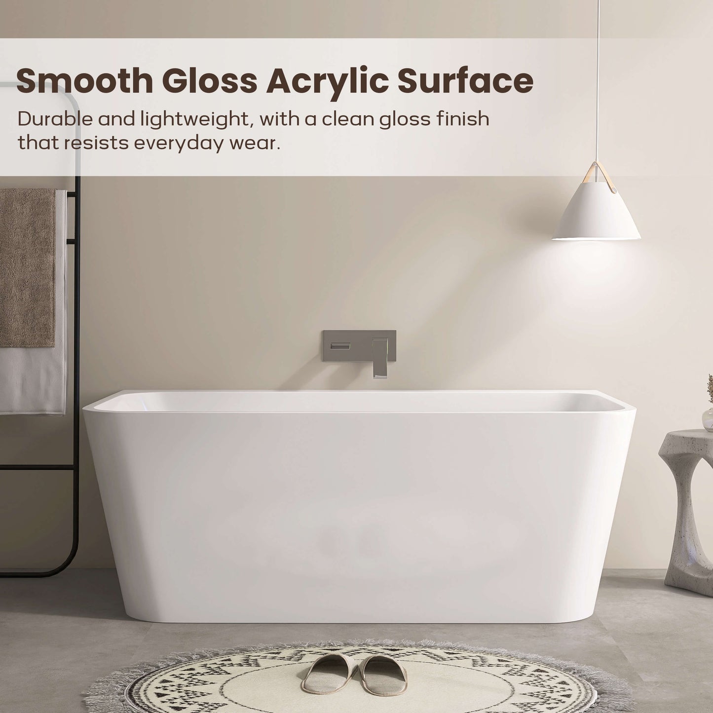 Medunjess 59” Serenity Freestanding acrylic bathtub