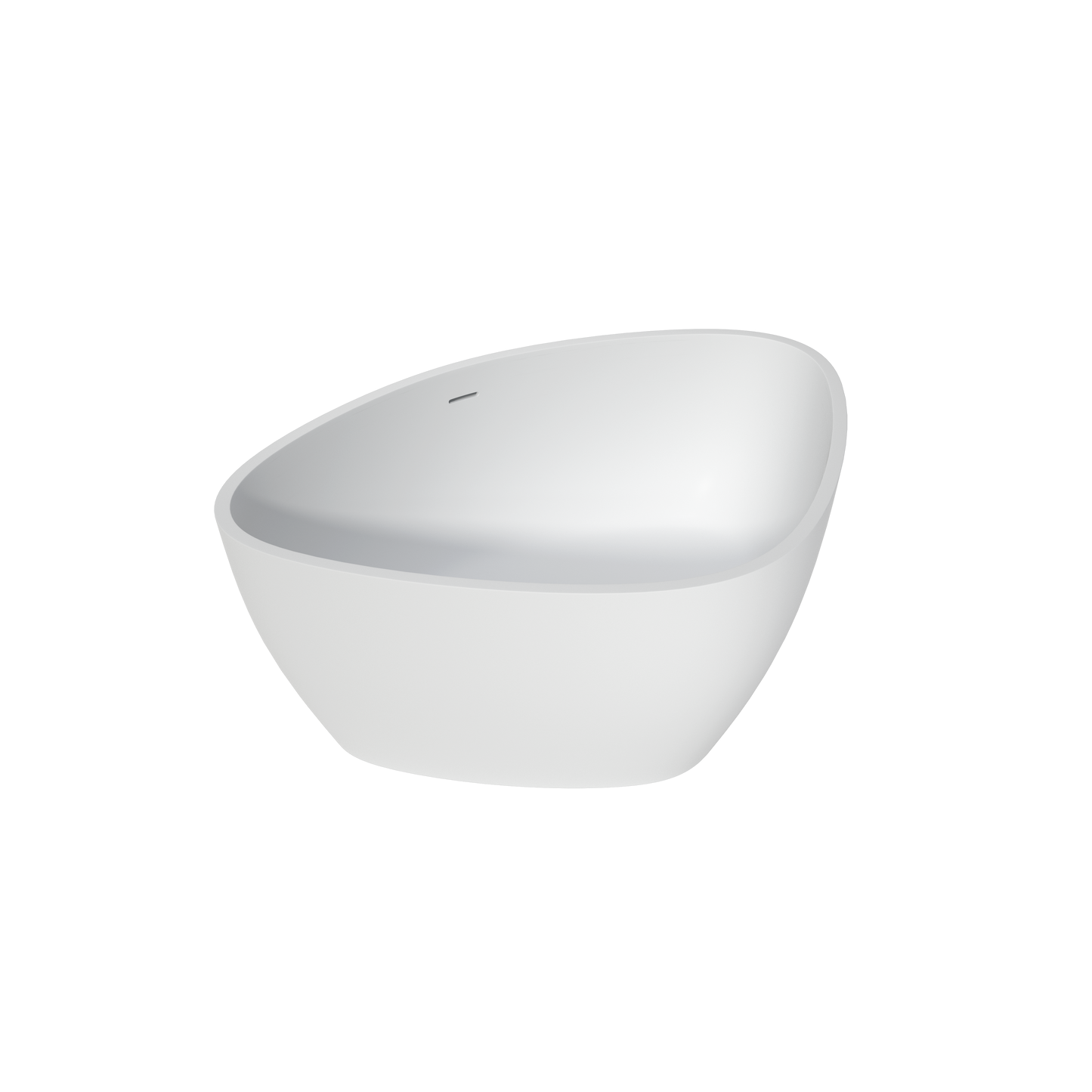 Medunjess 55" Triangular Solid Surface Artificial Stone Soaking Tub with Overflow