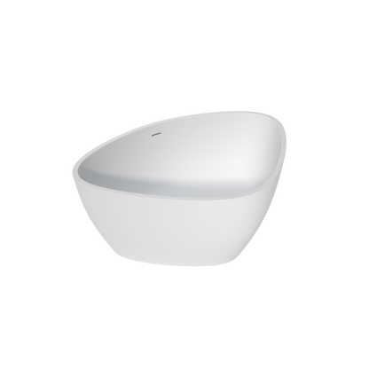 Medunjess 55" Triangular Solid Surface Artificial Stone Soaking Tub with Overflow