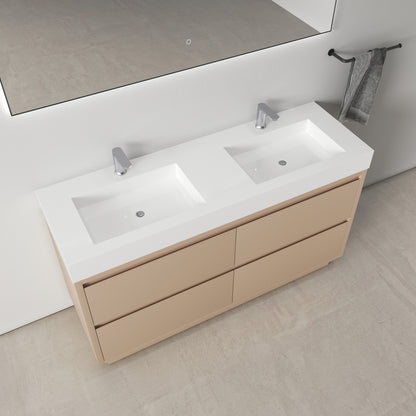 Medunjess 59" Freestanding PVC Bathroom Vanity with Double Sink