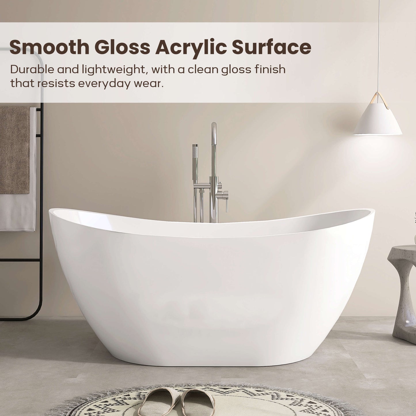 Medunjess 61” Icon Freestanding acrylic bathtub