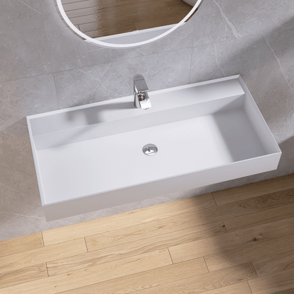 Medunjess 39'' Floatis Wall Mounted Bathroom Sink Solid Surface Sink